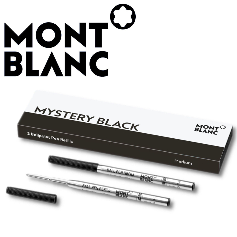 Zwei Montblanc Kugelschreiberminen, M in Mystery Black (MB128211) inkl. Verpackung.