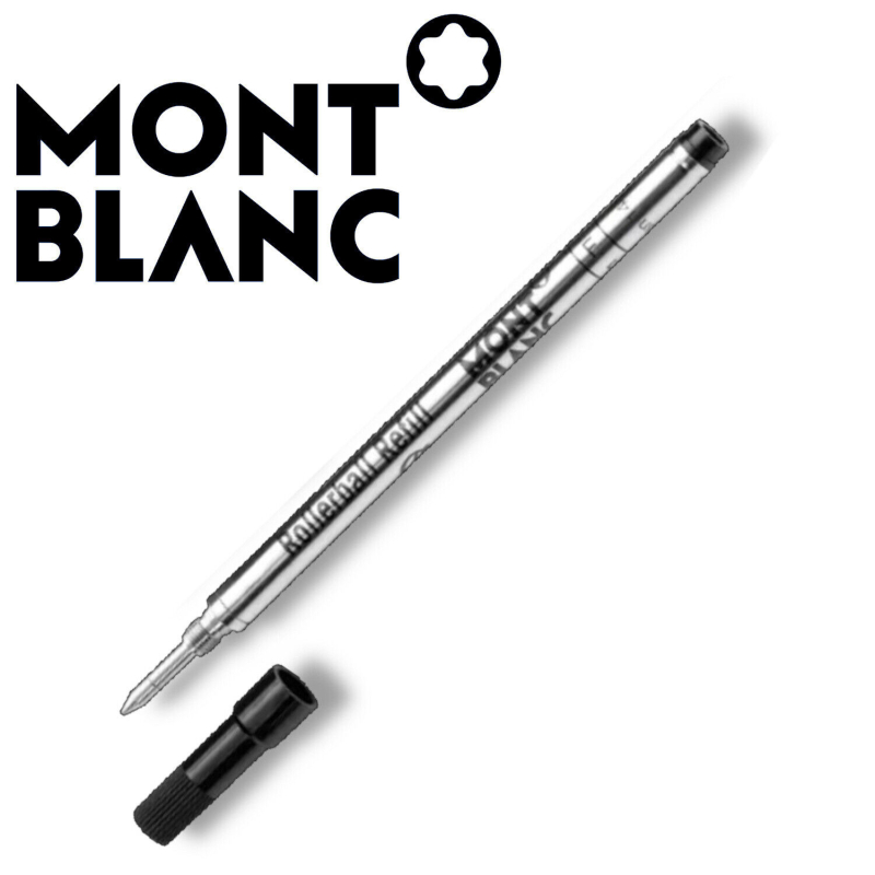 Eine Montblanc Rollerball-Mine, Strichstärke F in Mystery Black.