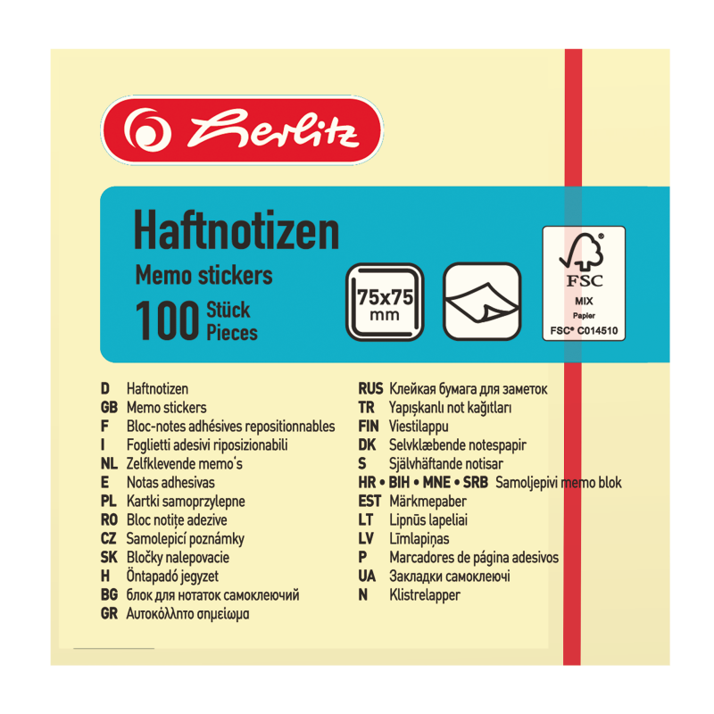 Haftnotizblock 75x75mm Herlitz